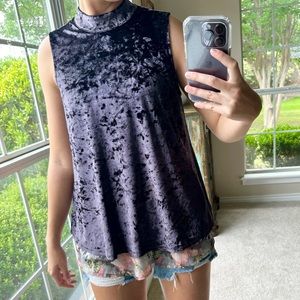 Mystree Purple Velvet With Floral Underneath Blouse